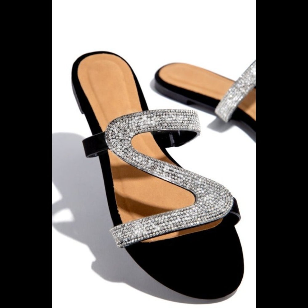 Black Rhinestone SPECTACULAR Day Club Sandal - Picture 3 of 5